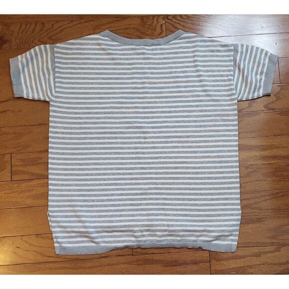 Banana Republic Short Sleeve Gray & White Striped Pullover Sweater Size Large - Picture 2 of 11
